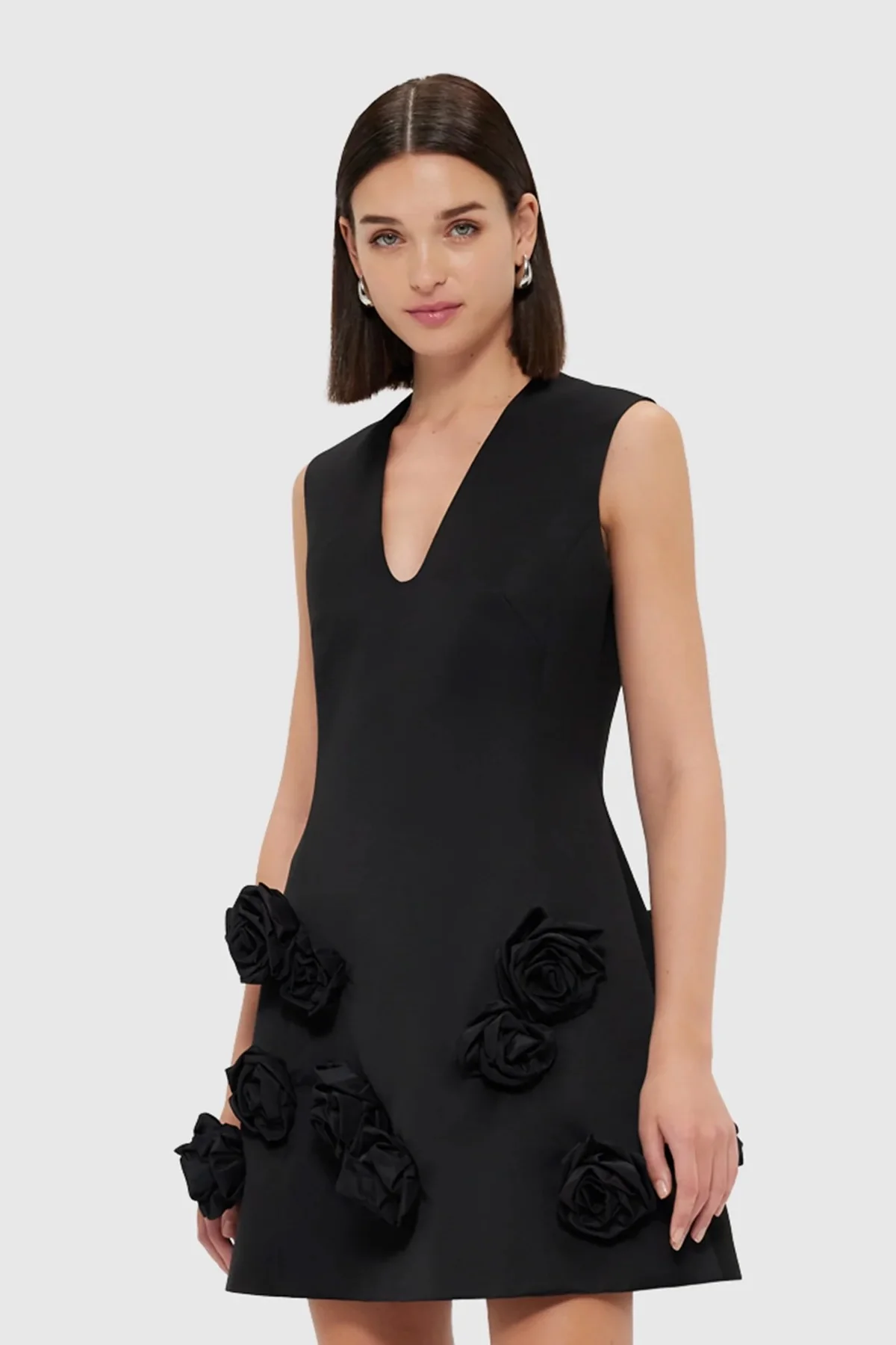 Leo Lin Briana V Neck Mini Dress - Ebony - Image 2