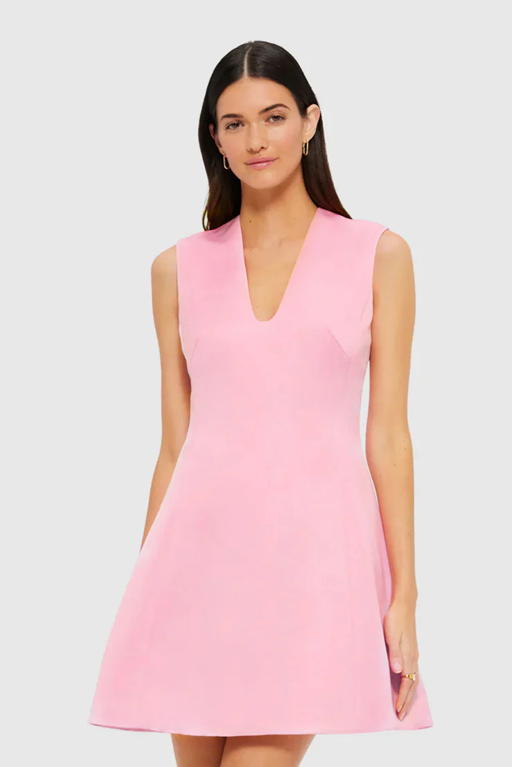 Leo Lin Briana V Neck Mini Dress - Flamingo - Image 2