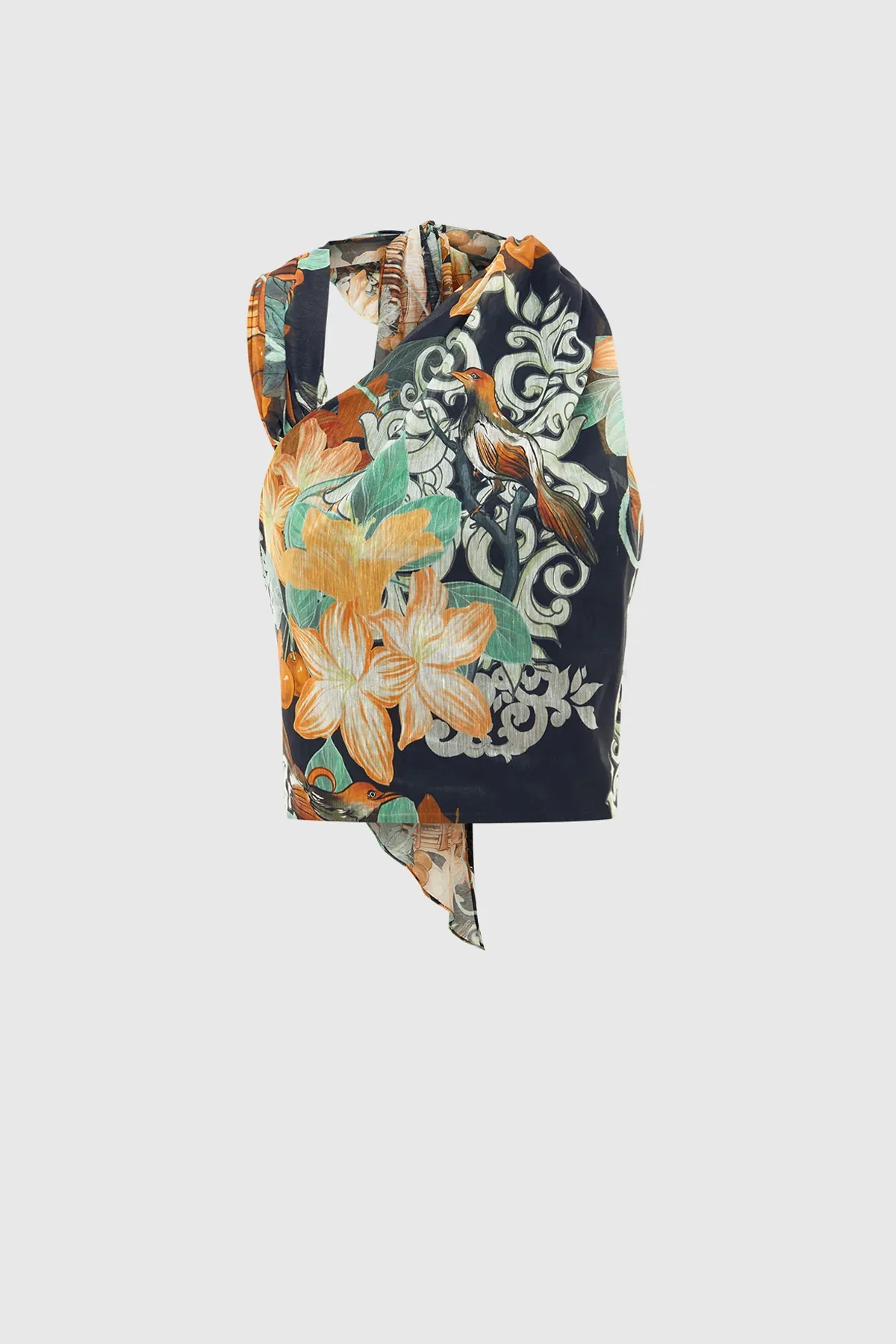 Leo Lin Bridget Halterneck Top - Azalea Print in Twilight - Image 3