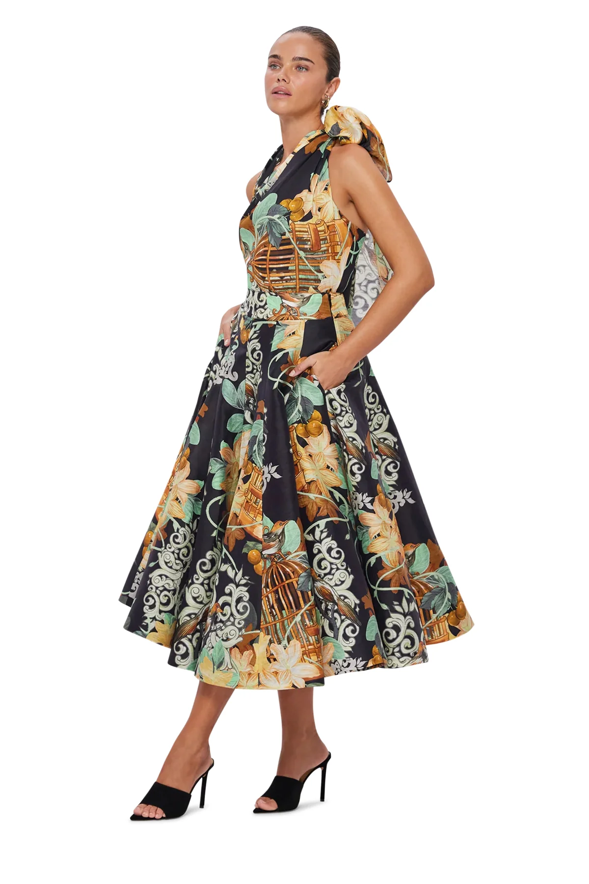 Leo Lin Bridget Halterneck Top - Azalea Print in Twilight - Image 4