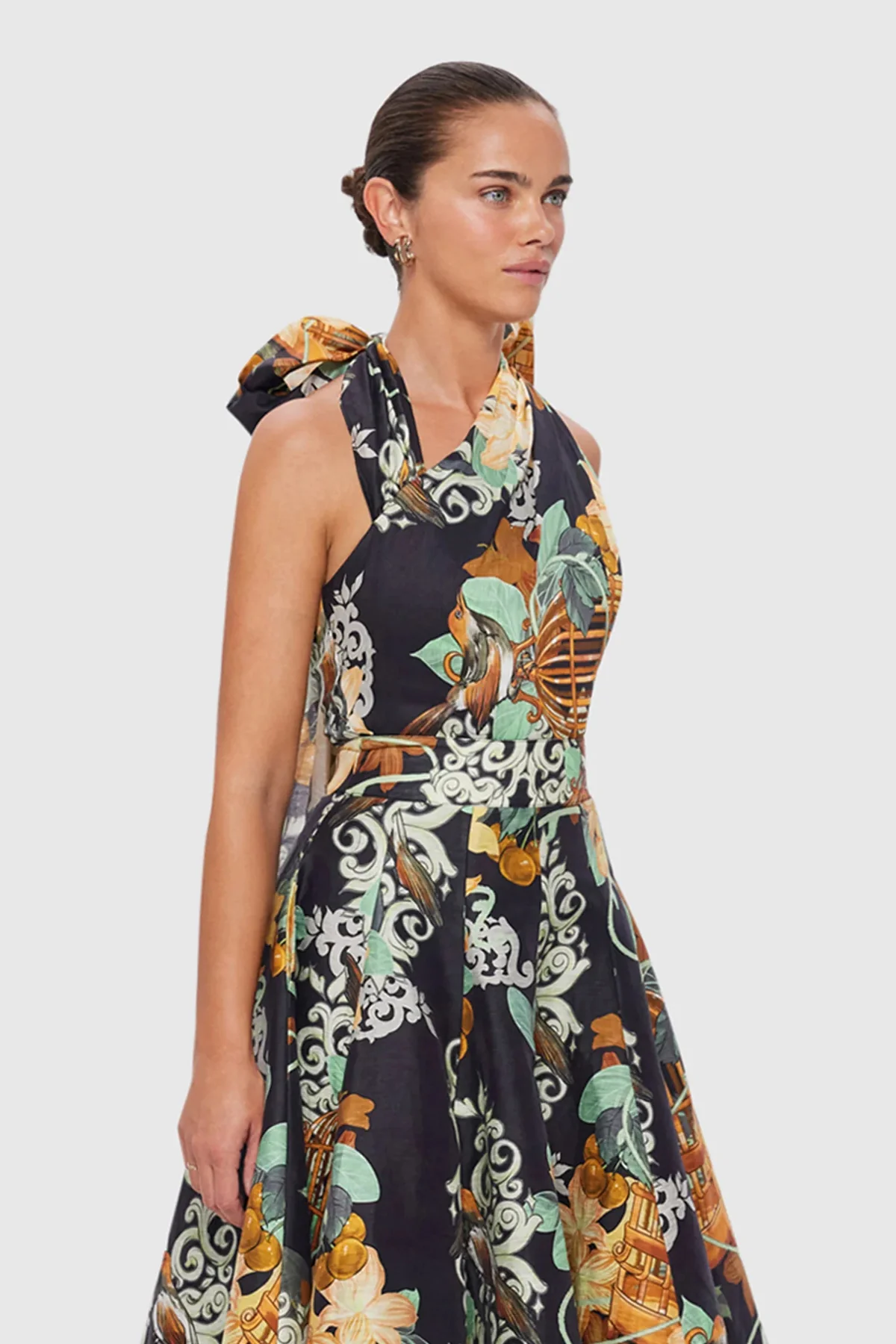 Leo Lin Bridget Halterneck Top - Azalea Print in Twilight - Image 5
