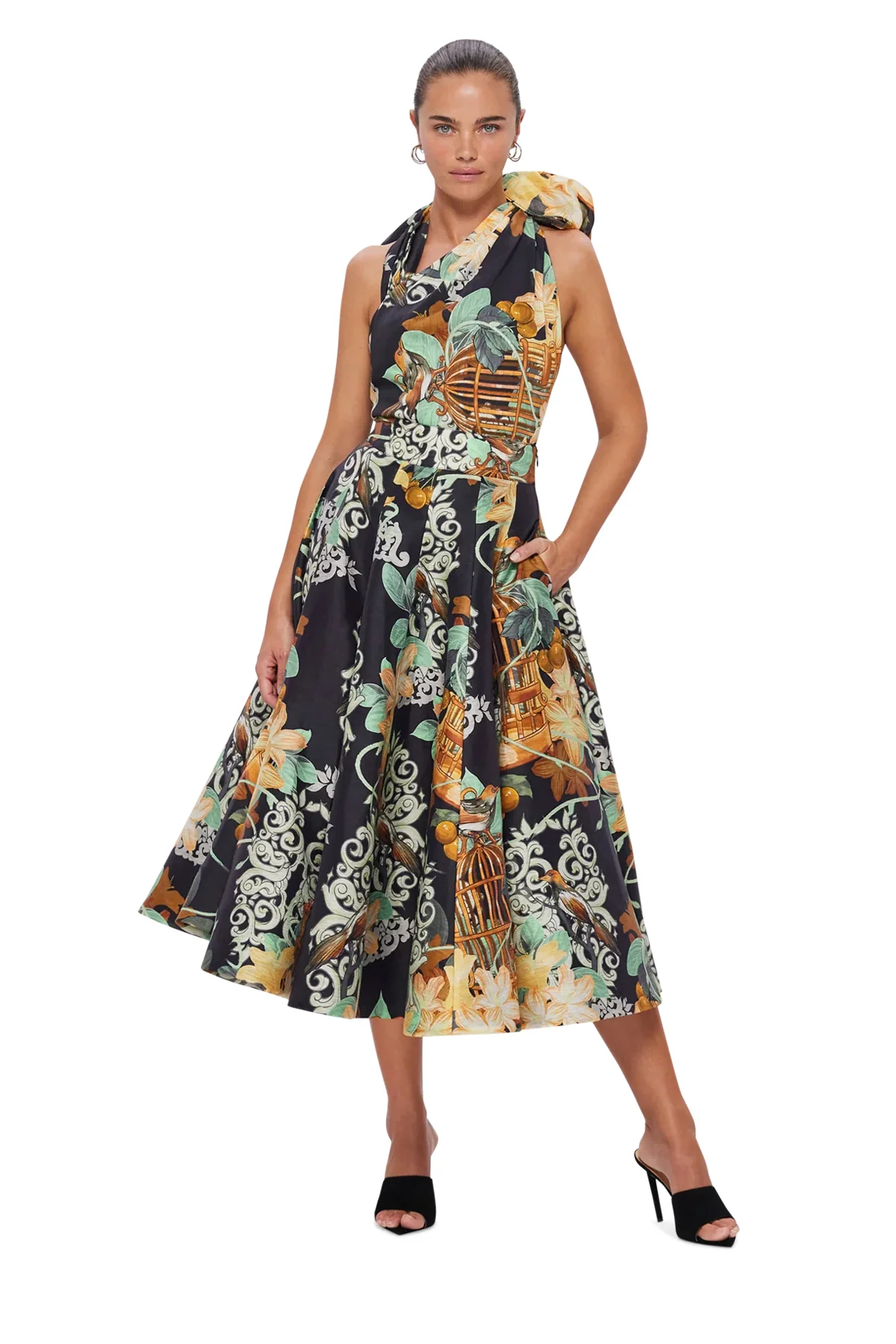 Leo Lin Bridget Halterneck Top - Azalea Print in Twilight - Image 8