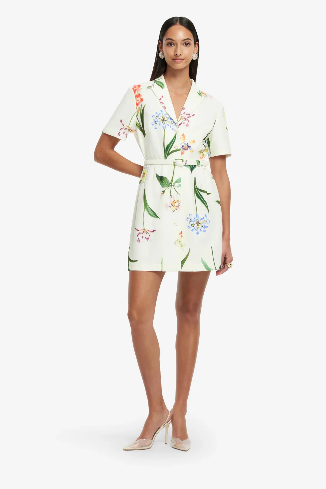 Leo Lin Brigitte Mini Dress - Botanical Print in Snow - Image 2