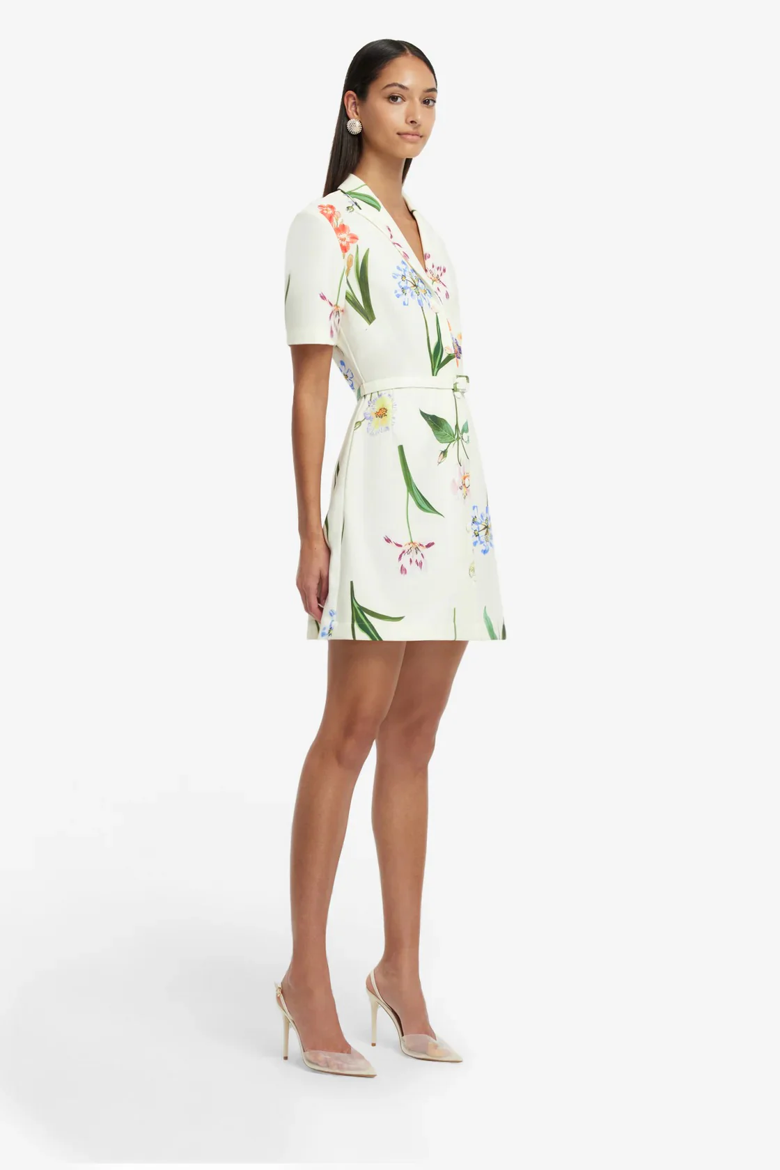 Leo Lin Brigitte Mini Dress - Botanical Print in Snow - Image 4