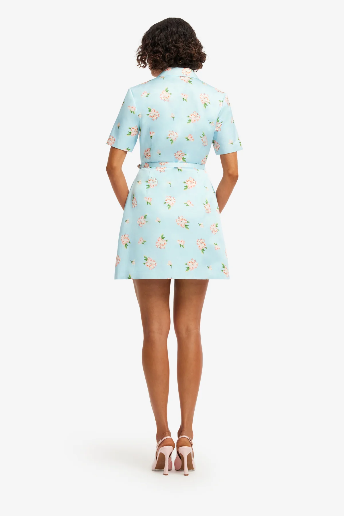 Leo Lin Brigitte Mini Dress - Tulip Print in Blue - Image 4