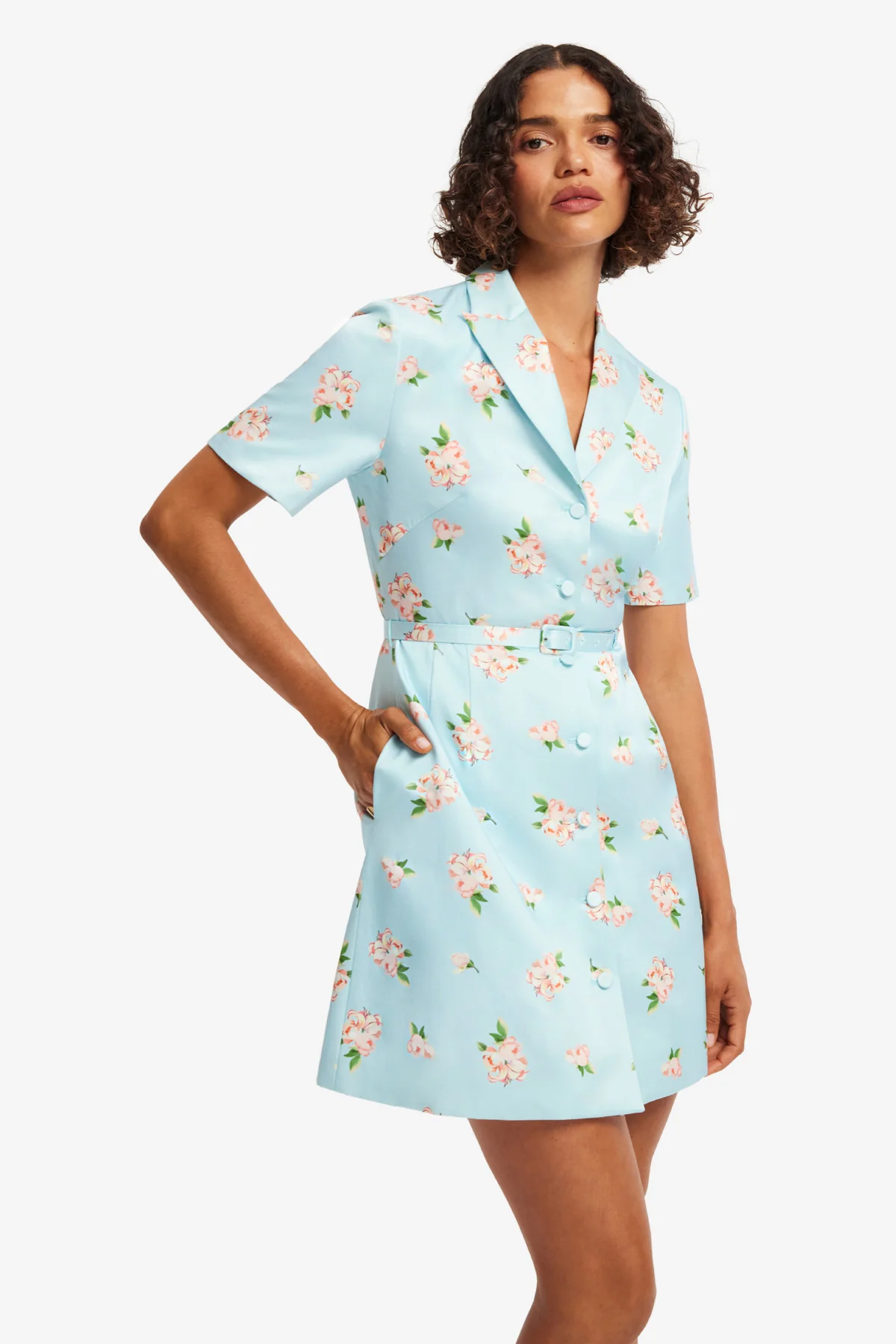 Leo Lin Brigitte Mini Dress - Tulip Print in Blue - Image 5