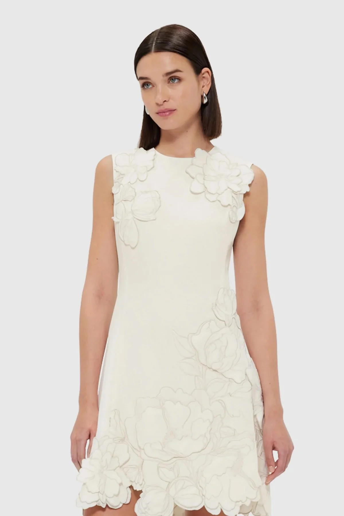 Leo Lin Chloe Appliqué Sleeveless Mini Dress - Vanilla - Image 2