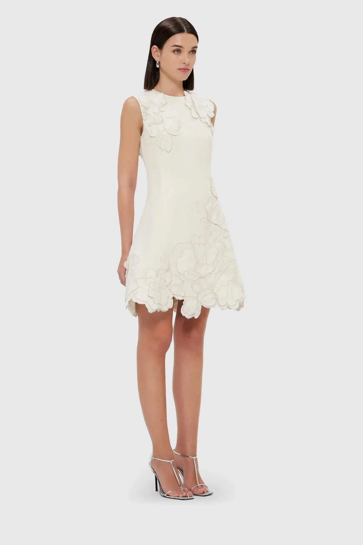 Leo Lin Chloe Appliqué Sleeveless Mini Dress - Vanilla - Image 3