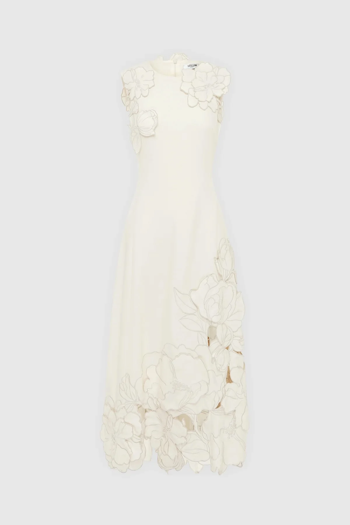 Leo Lin Chloe Appliqué Sleeveless Midi Dress - Vanilla - Image 5