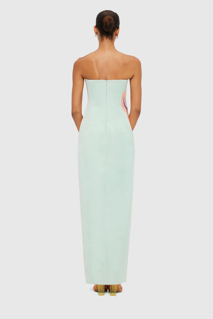 Leo Lin Clémence Embroidered Split Maxi Dress - Hibiscus in Pistachio - Image 7