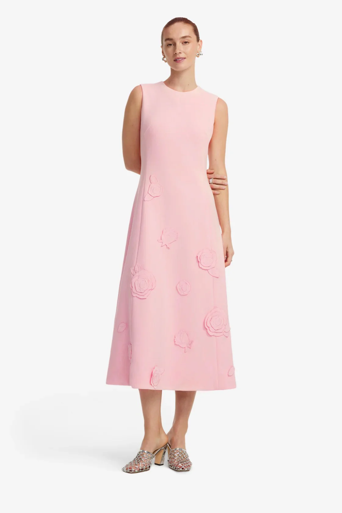 Leo Lin Cleo Appliqué Sleeveless Midi Dress - Blush Pink - Image 2
