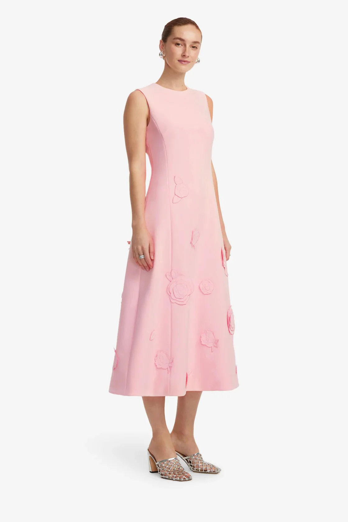 Leo Lin Cleo Appliqué Sleeveless Midi Dress - Blush Pink - Image 3