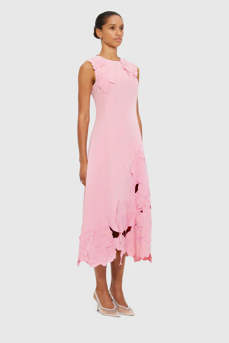Leo Lin Cleo Appliqué Sleeveless Midi Dress - Flamingo - Image 4