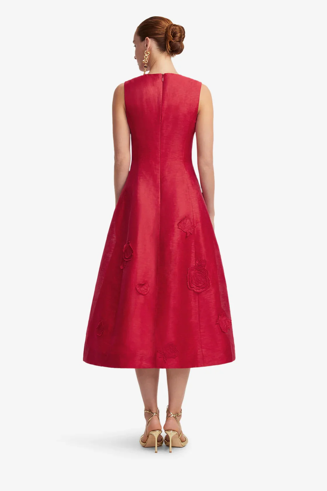 Leo Lin Cleo Appliqué Sleeveless Midi Dress - Scarlet - Image 4