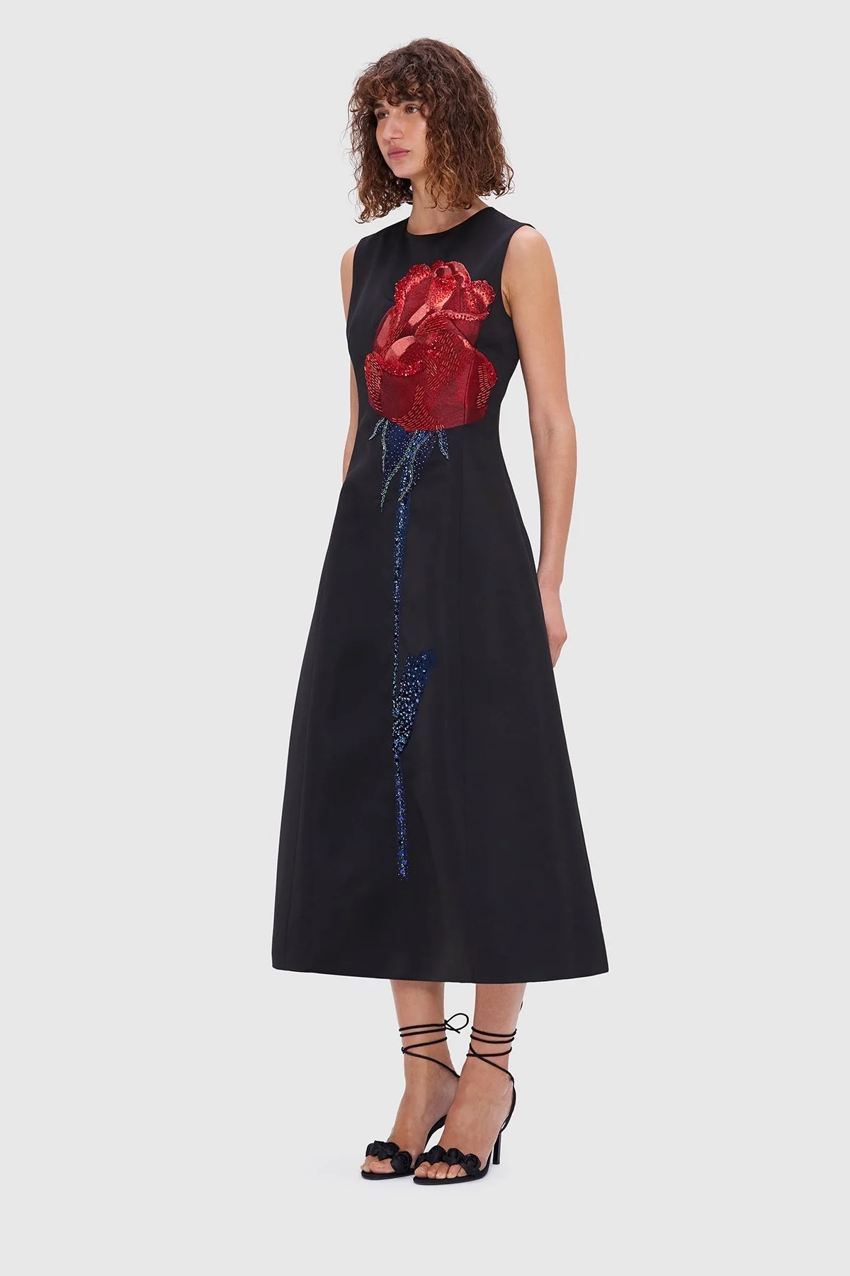 Leo Lin Cleo Embellished Sleeveless Midi Dress - Rose Print - Image 2