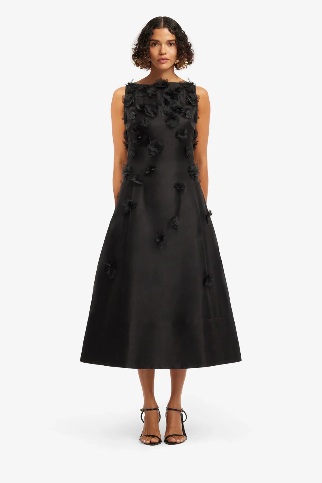 Leo Lin Cleo Petal Sleeveless Midi Dress - Ebony