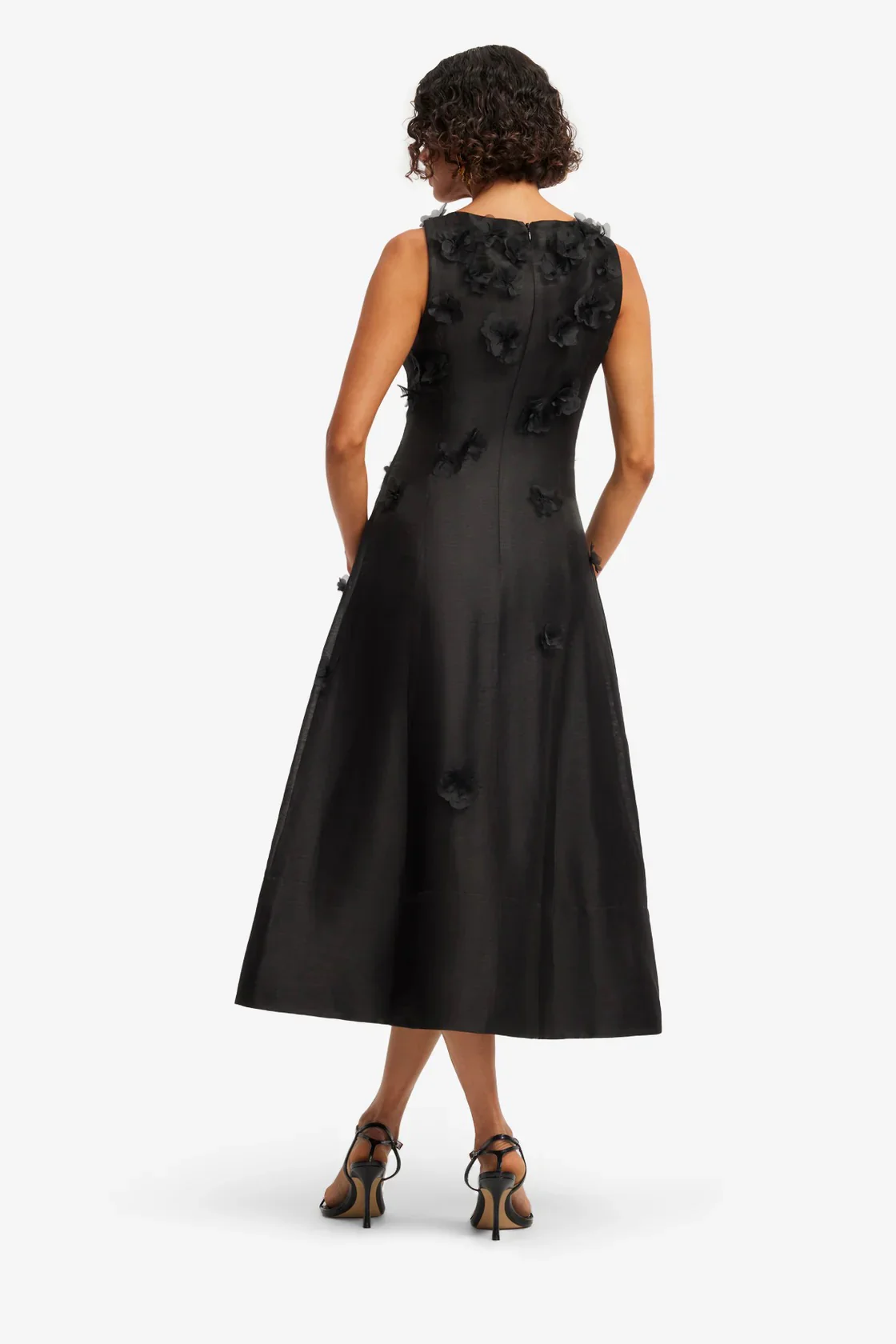 Leo Lin Cleo Petal Sleeveless Midi Dress - Ebony - Image 5