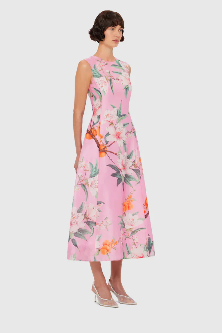 Leo Lin Cleo Sleeveless Midi Dress - Lavish Print in Pink - Image 3