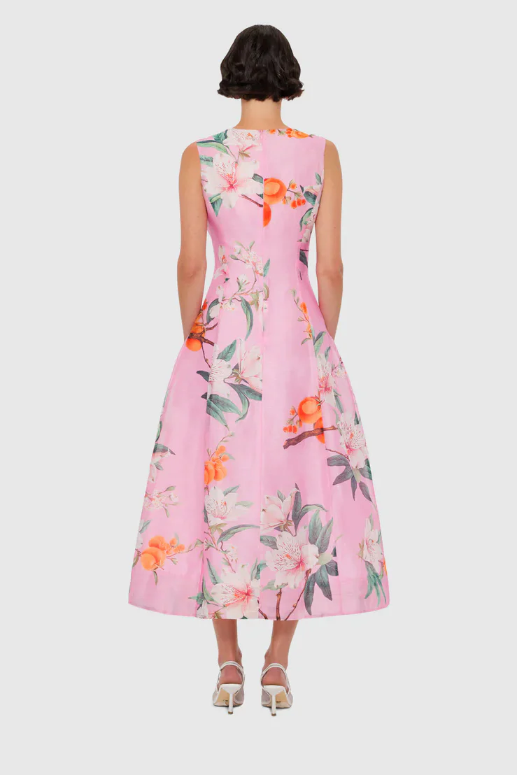 Leo Lin Cleo Sleeveless Midi Dress - Lavish Print in Pink - Image 4