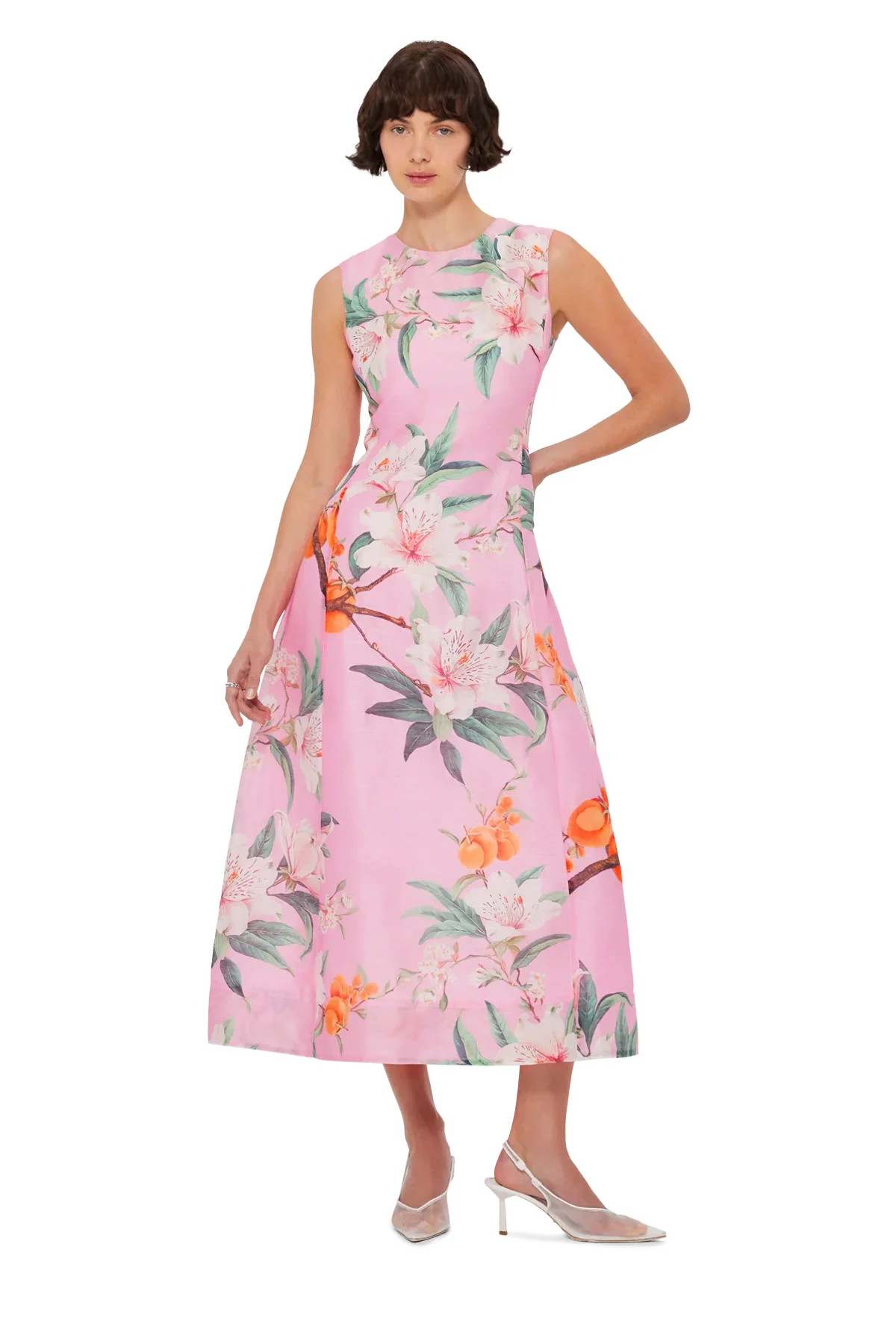 Leo Lin Cleo Sleeveless Midi Dress - Lavish Print in Pink - Image 7