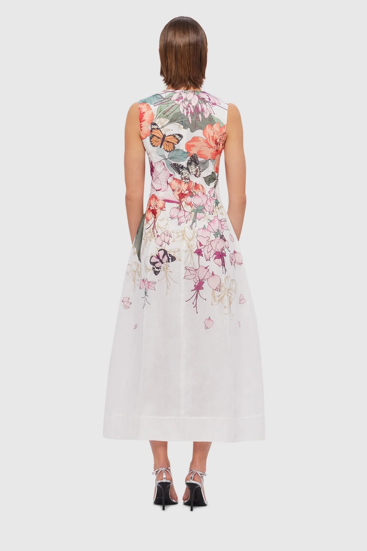Leo Lin Cleo Sleeveless Midi Dress - Lush Print in White - Image 3