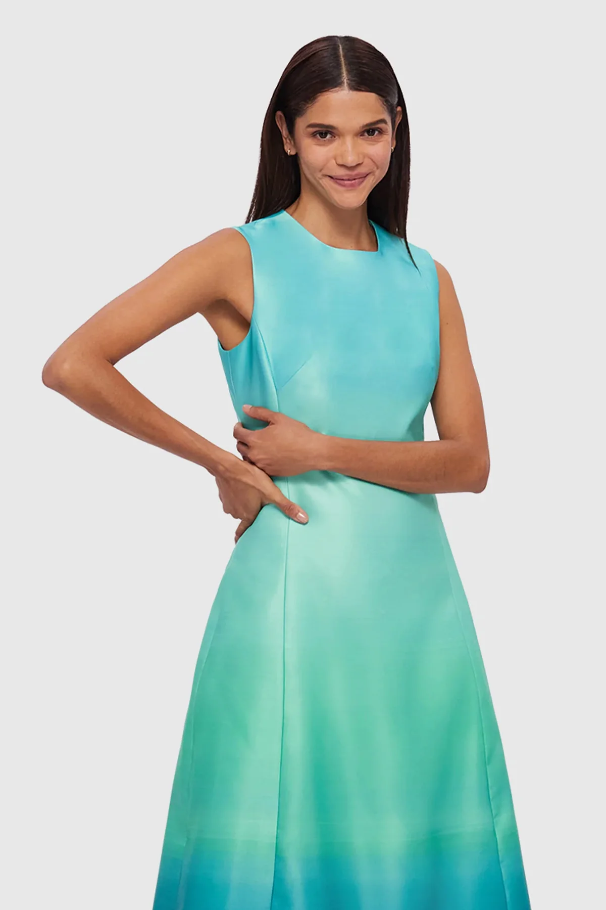 Leo Lin Cleo Sleeveless Midi Dress - Ombre Aqua - Image 4