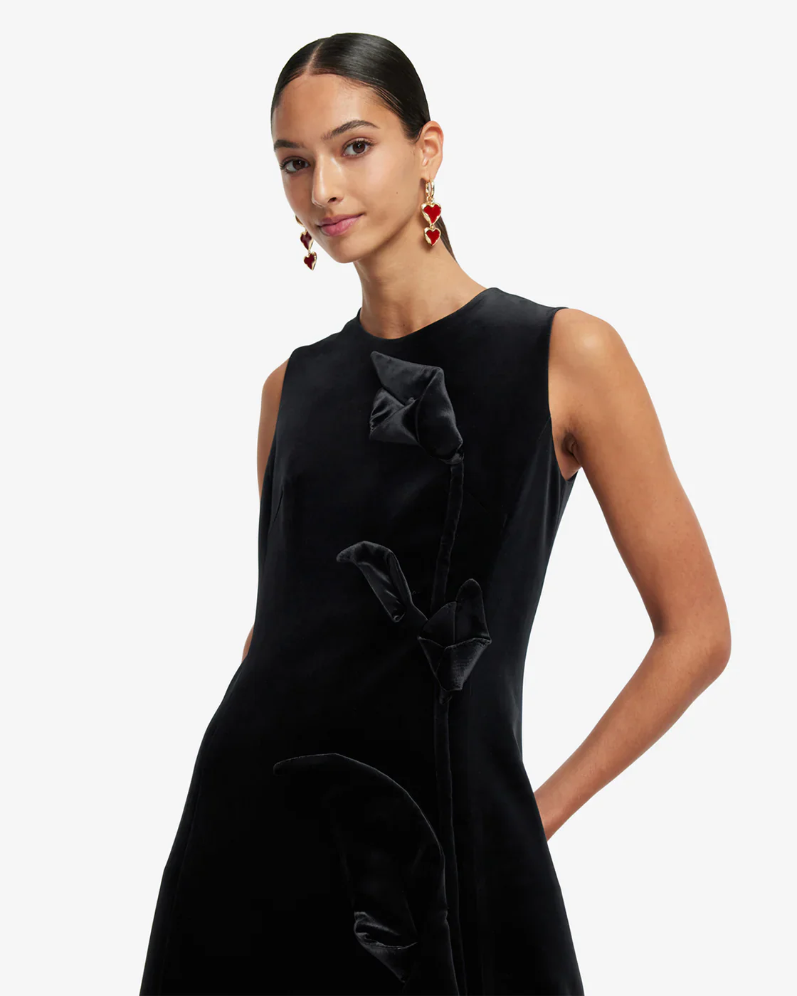 Leo Lin Cleo Velvet Sleeveless Midi Dress - Ebony - Image 2