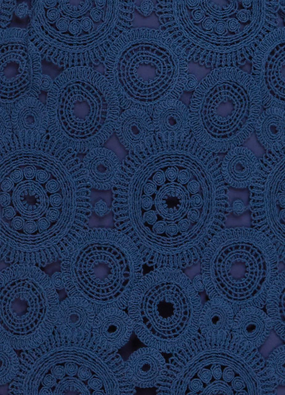 Leo Lin Daisy Crochet Long Sleeve Mini Dress - Navy - Image 7