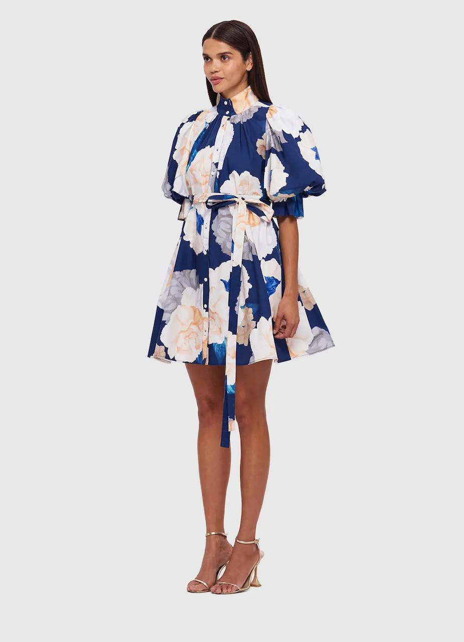 Leo Lin Eli Mini Dress - Rosebud Print in Navy - Image 3