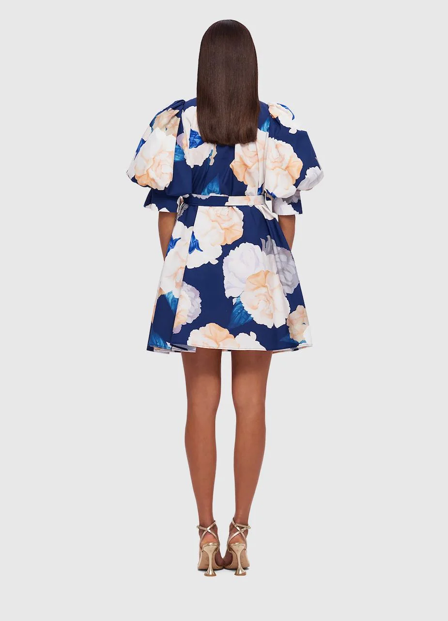 Leo Lin Eli Mini Dress - Rosebud Print in Navy - Image 4