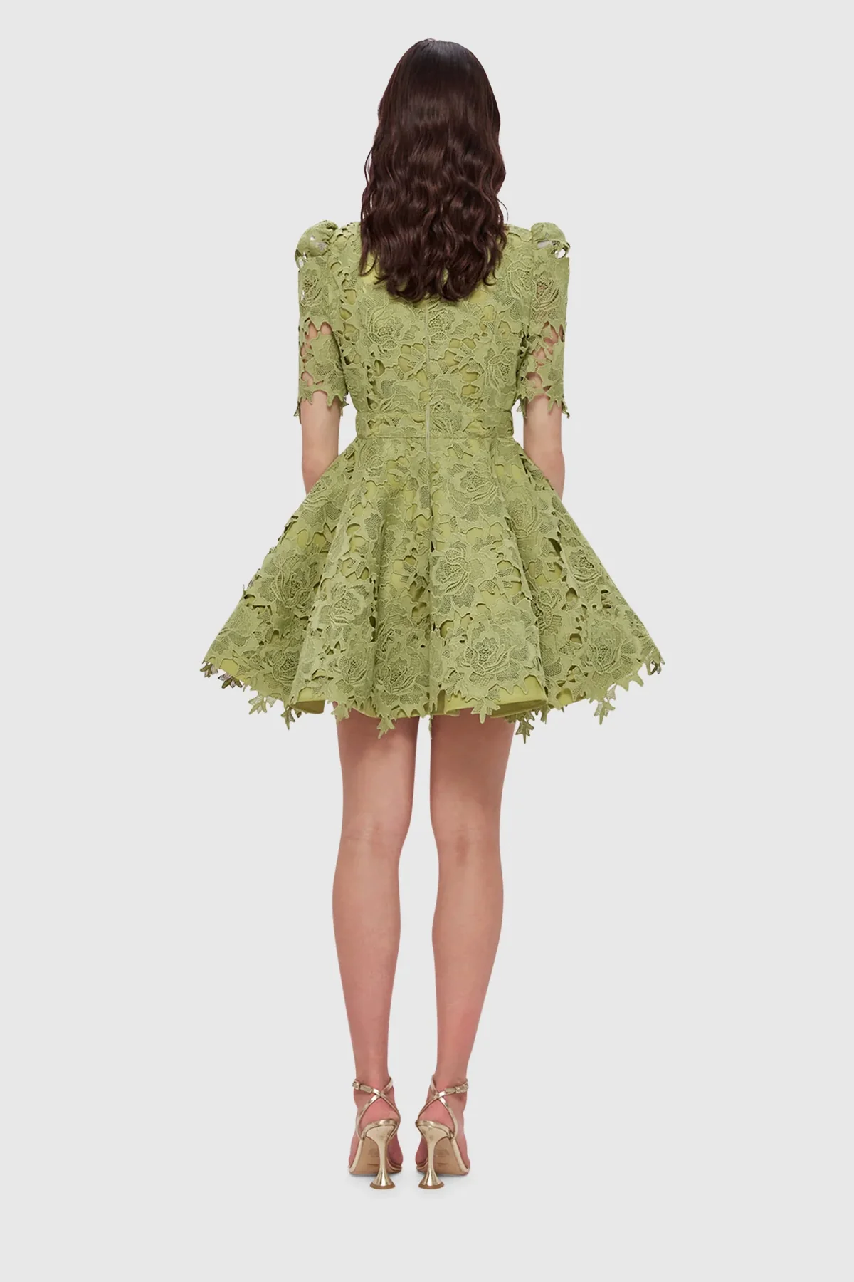 Leo Lin Elise Lace Short Sleeve Mini Dress - Olive - Image 5