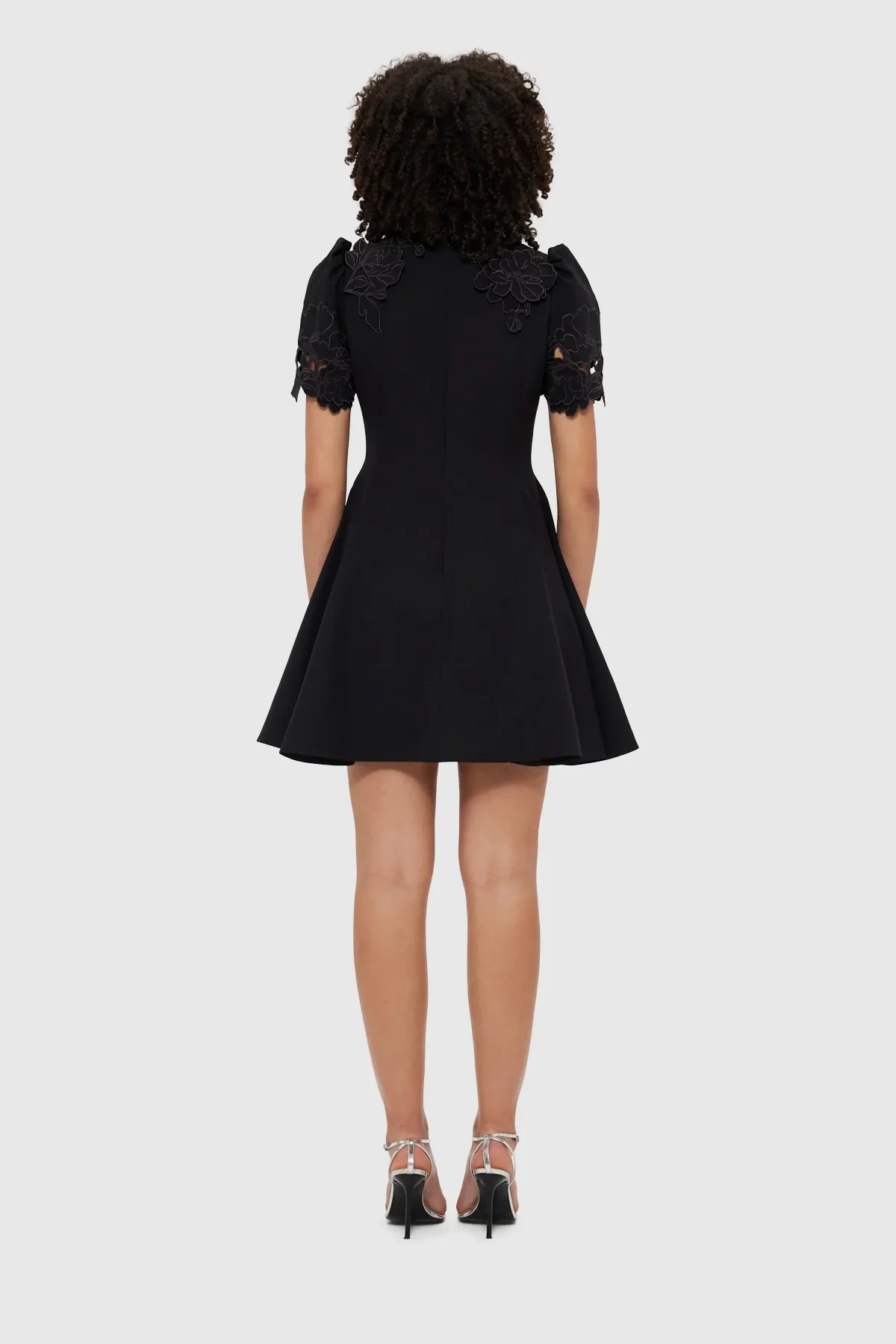 Leo Lin Elyse Appliqué Short Sleeve Mini Dress - Ebony - Image 4