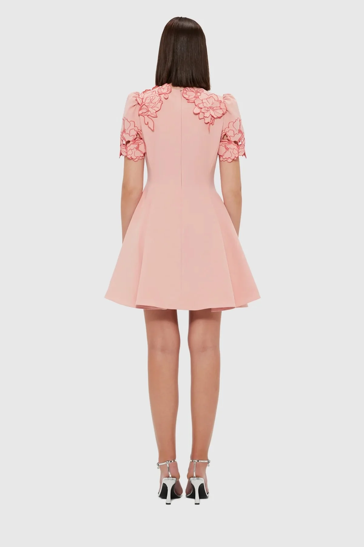 Leo Lin Elyse Appliqué Short Sleeve Mini Dress - Light Pink - Image 4