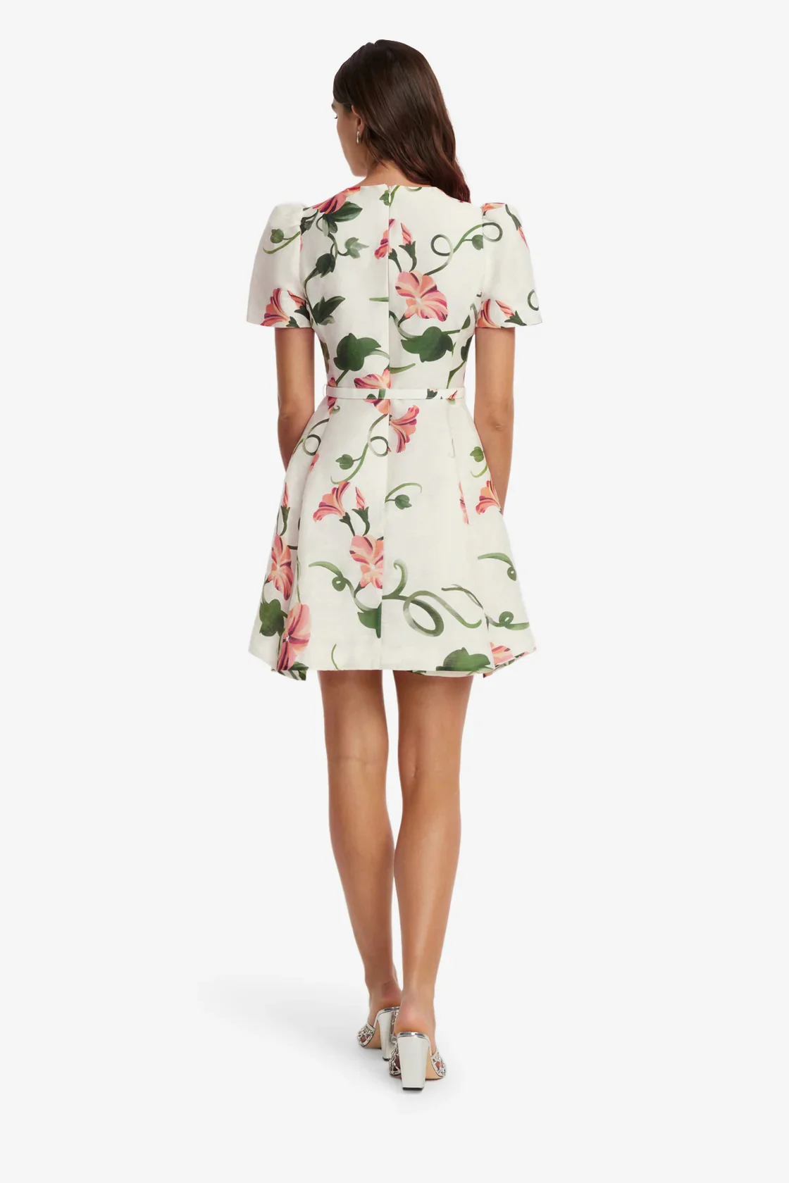 Leo Lin Elyse Short Sleeve Mini Dress - Vine Print in Snow - Image 5