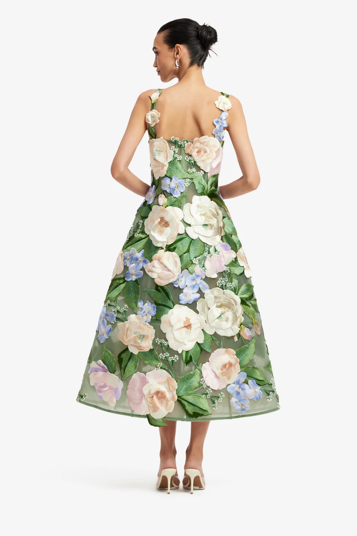 Leo Lin Beatrice Floral Hand-Embroidered Midi Dress - Blossom - Image 4