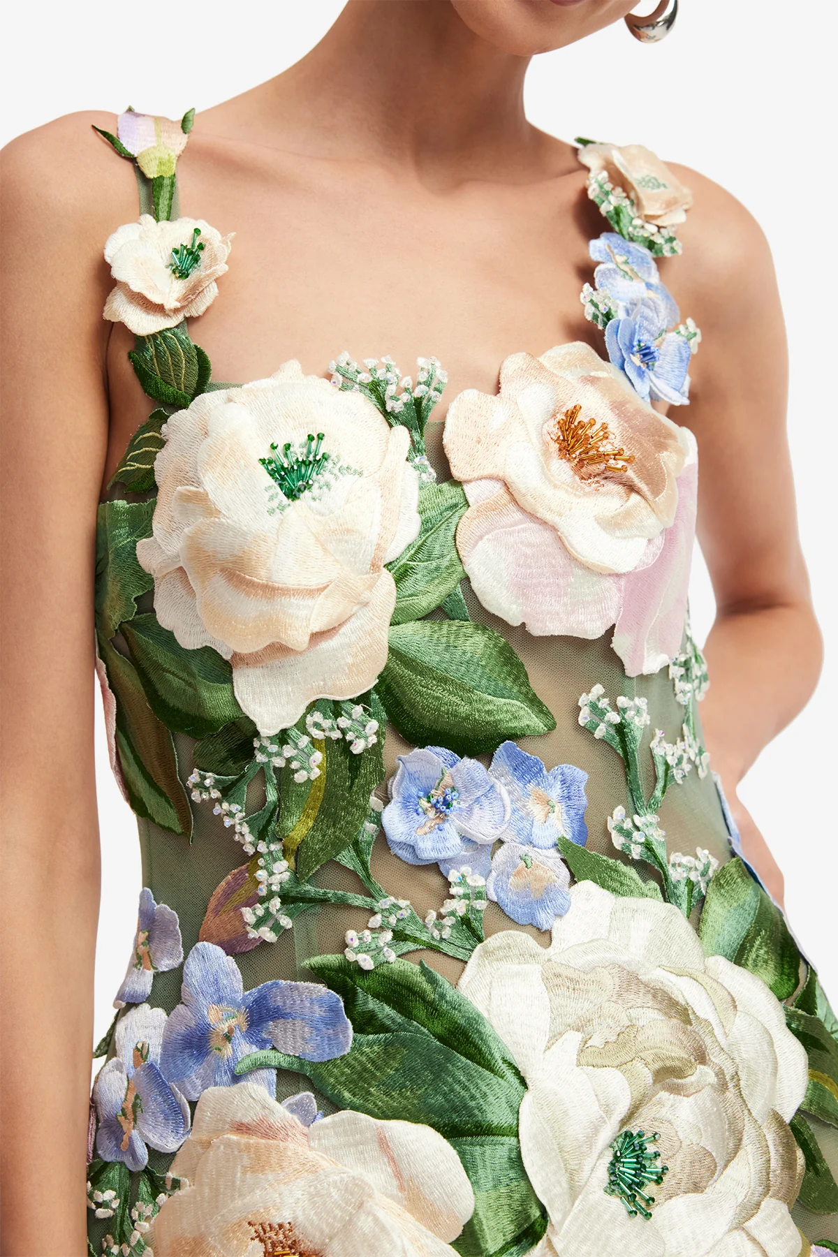 Leo Lin Beatrice Floral Hand-Embroidered Midi Dress - Blossom - Image 6