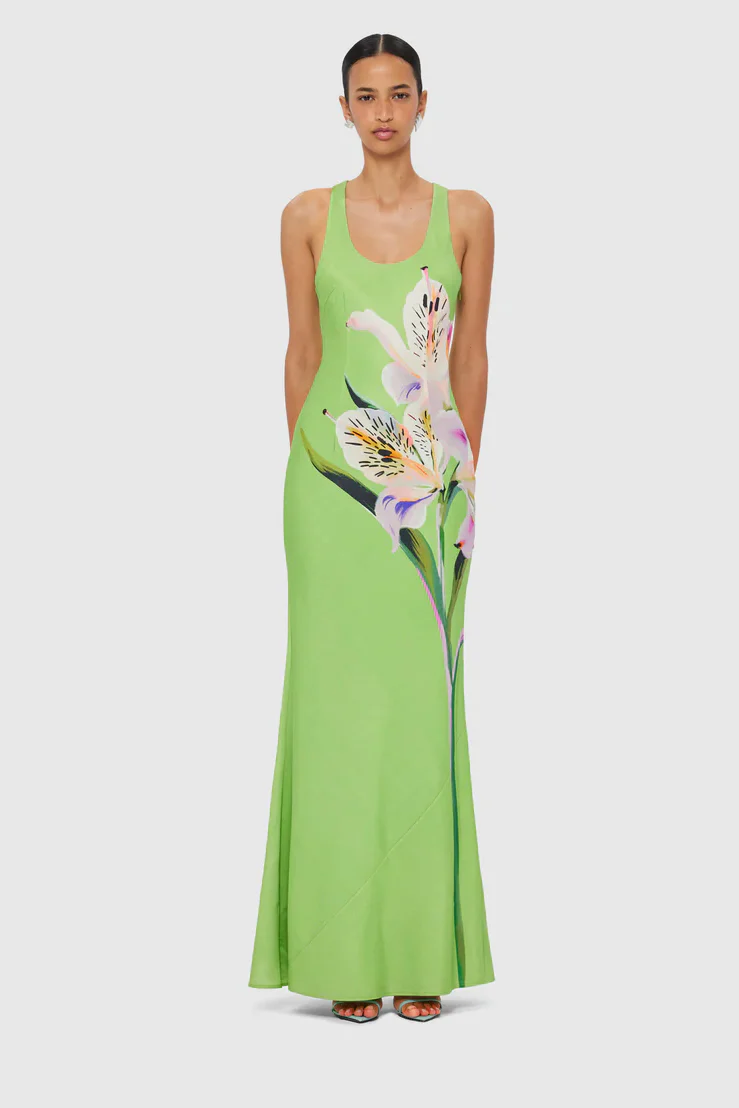 Leo Lin Helena Maxi Dress - Lily Print in Parakeet