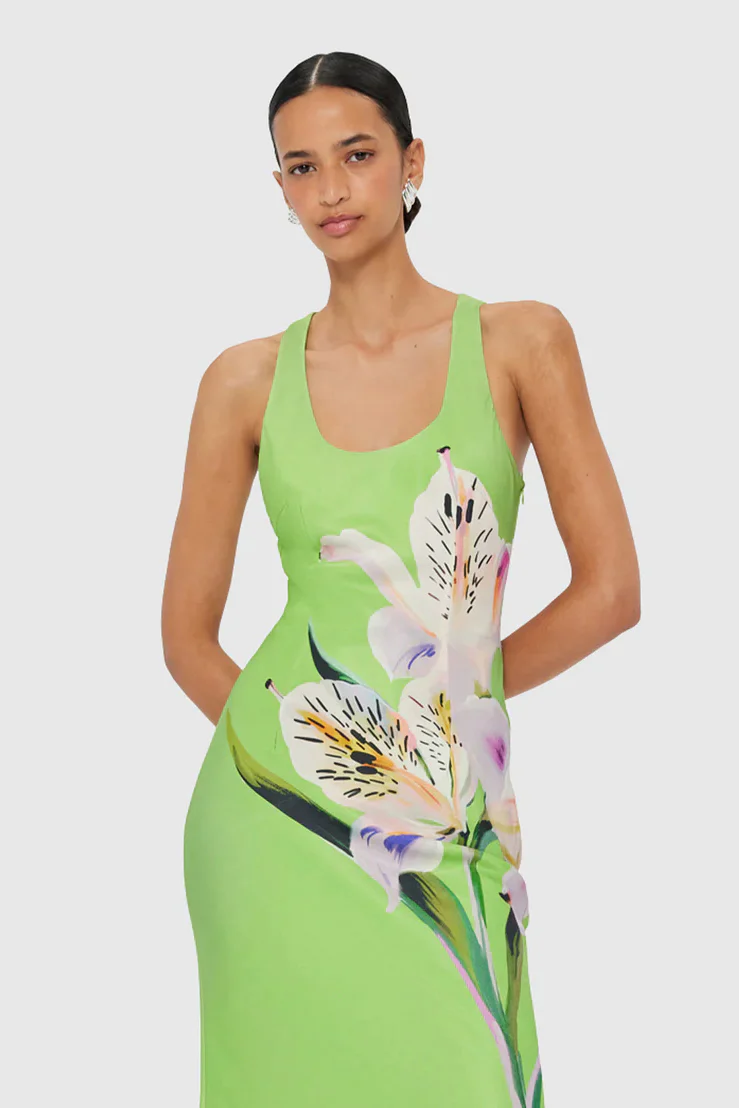 Leo Lin Helena Maxi Dress - Lily Print in Parakeet - Image 2