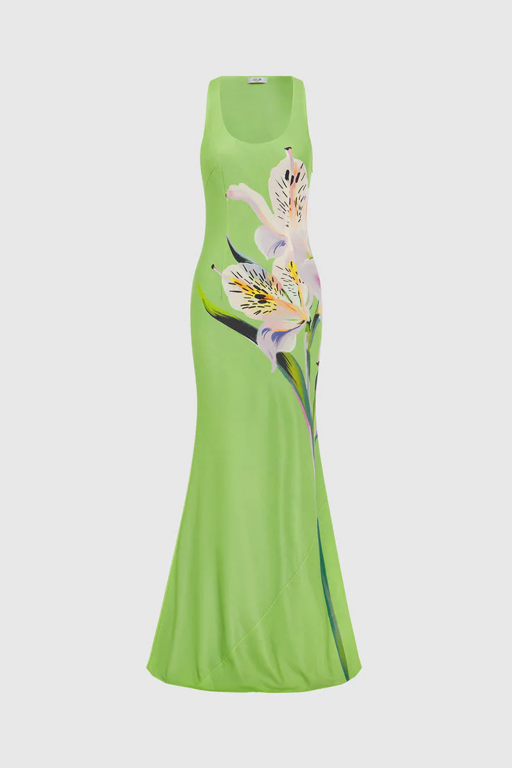 Leo Lin Helena Maxi Dress - Lily Print in Parakeet - Image 6