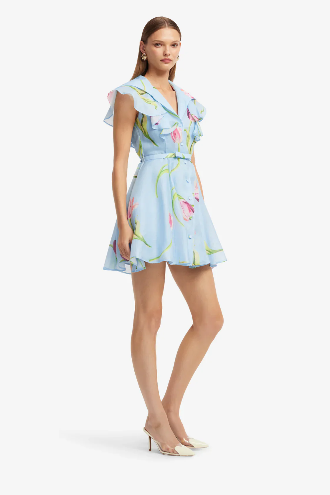 Leo Lin Isla Mini Dress - Tulip Print in Blue - Image 3