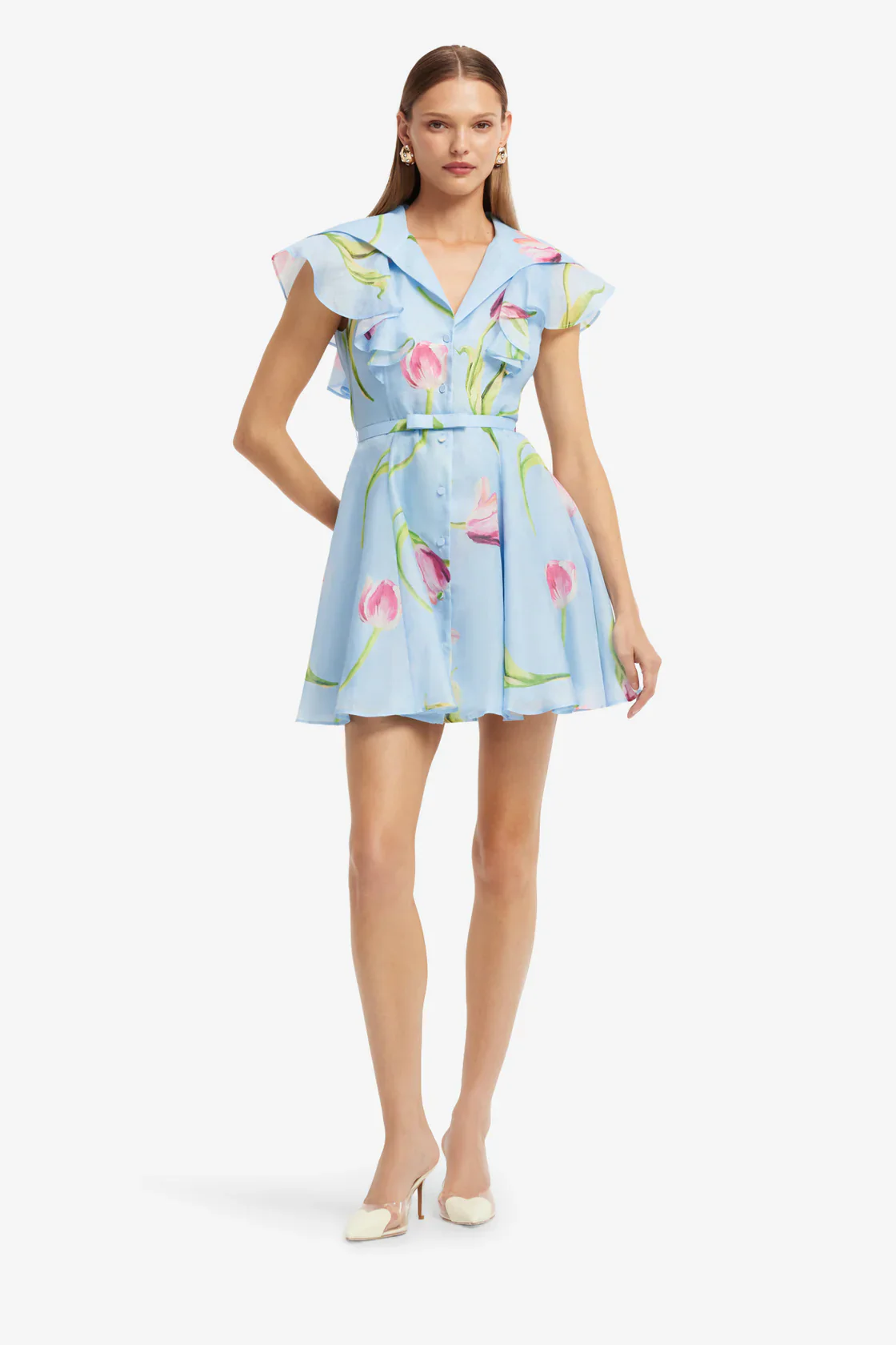 Leo Lin Isla Mini Dress - Tulip Print in Blue - Image 6