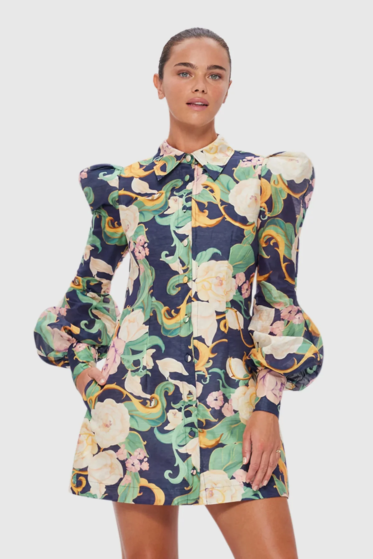 Leo Lin Lana Structured Shoulder Mini Dress - Adorn Print in Virtue - Image 2