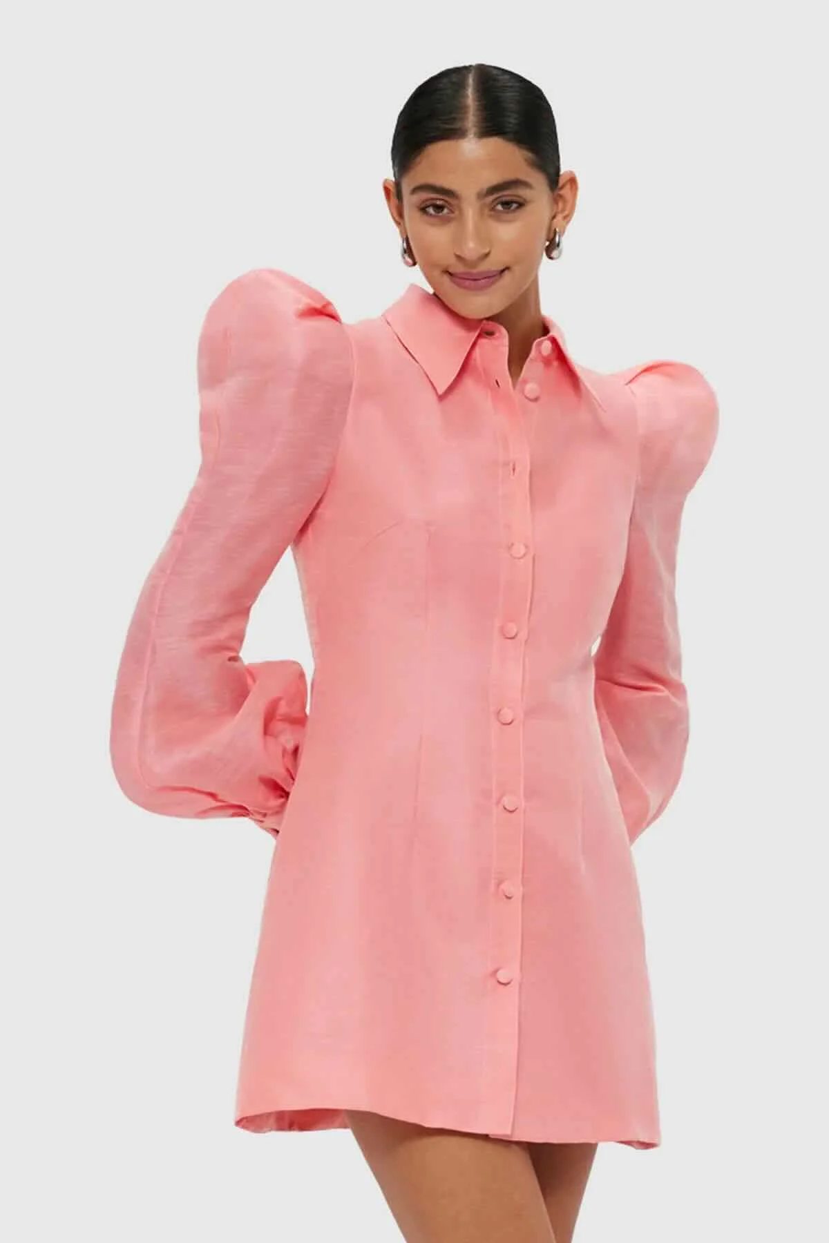 Leo Lin Lana Structured Shoulder Mini Dress - Strawberry Pink - Image 2