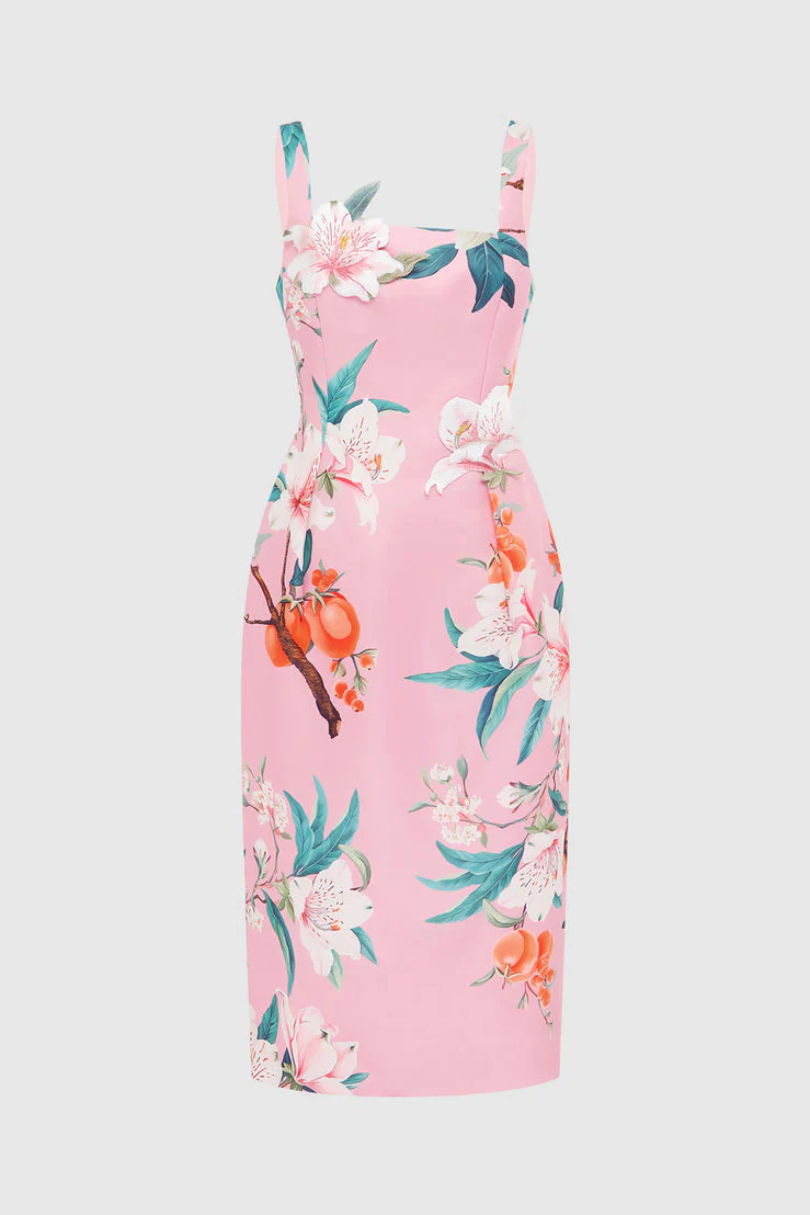 Leo Lin Larissa Midi Dress - Lavish Print in Pink - Image 5