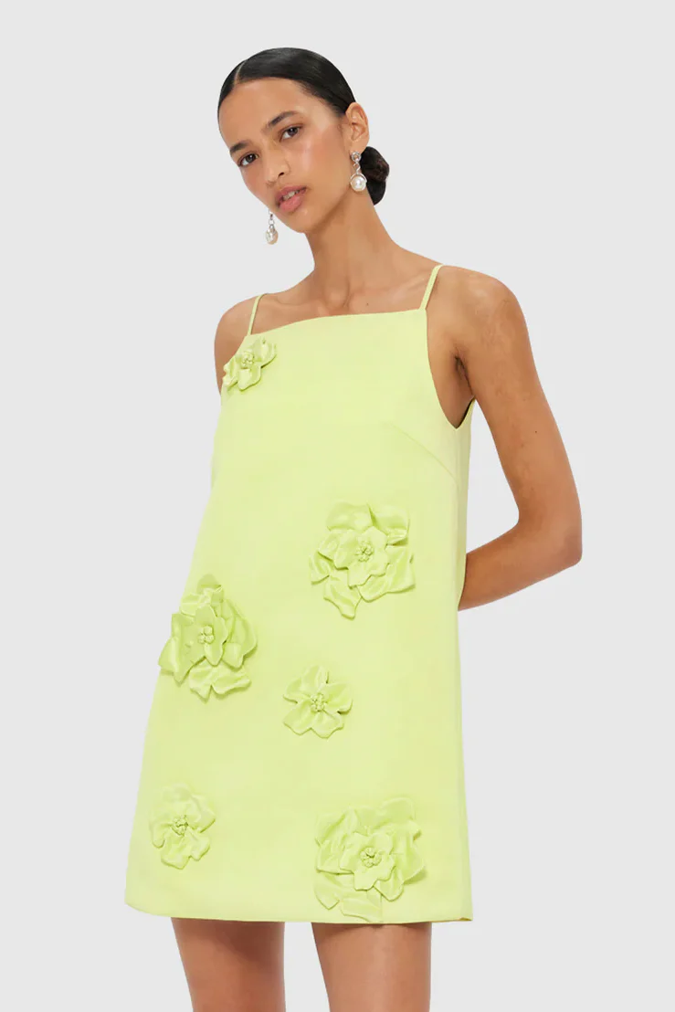 Leo Lin Leia Petal Mini Dress - Chartreuse - Image 2