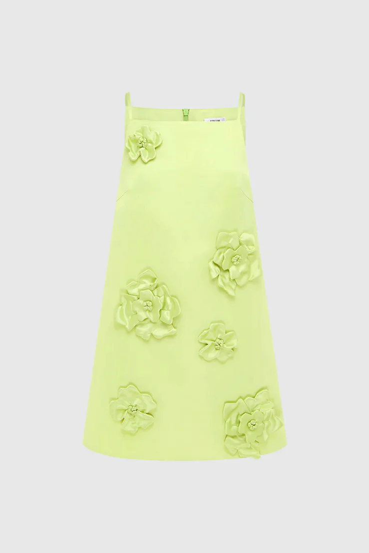 Leo Lin Leia Petal Mini Dress - Chartreuse - Image 6