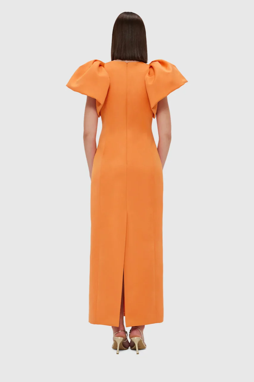 Leo Lin Lucinda Embellished Maxi Dress - Hydrangea Print in Tangerine - Image 6
