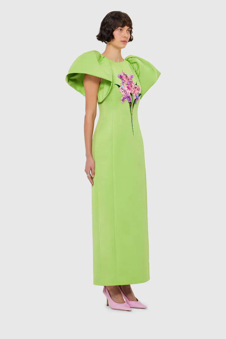 Leo Lin Lucinda Embellished Maxi Dress - Lily Print in Parakeet - Image 3