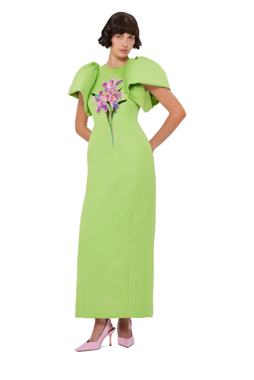 Leo Lin Lucinda Embellished Maxi Dress - Lily Print in Parakeet - Image 6
