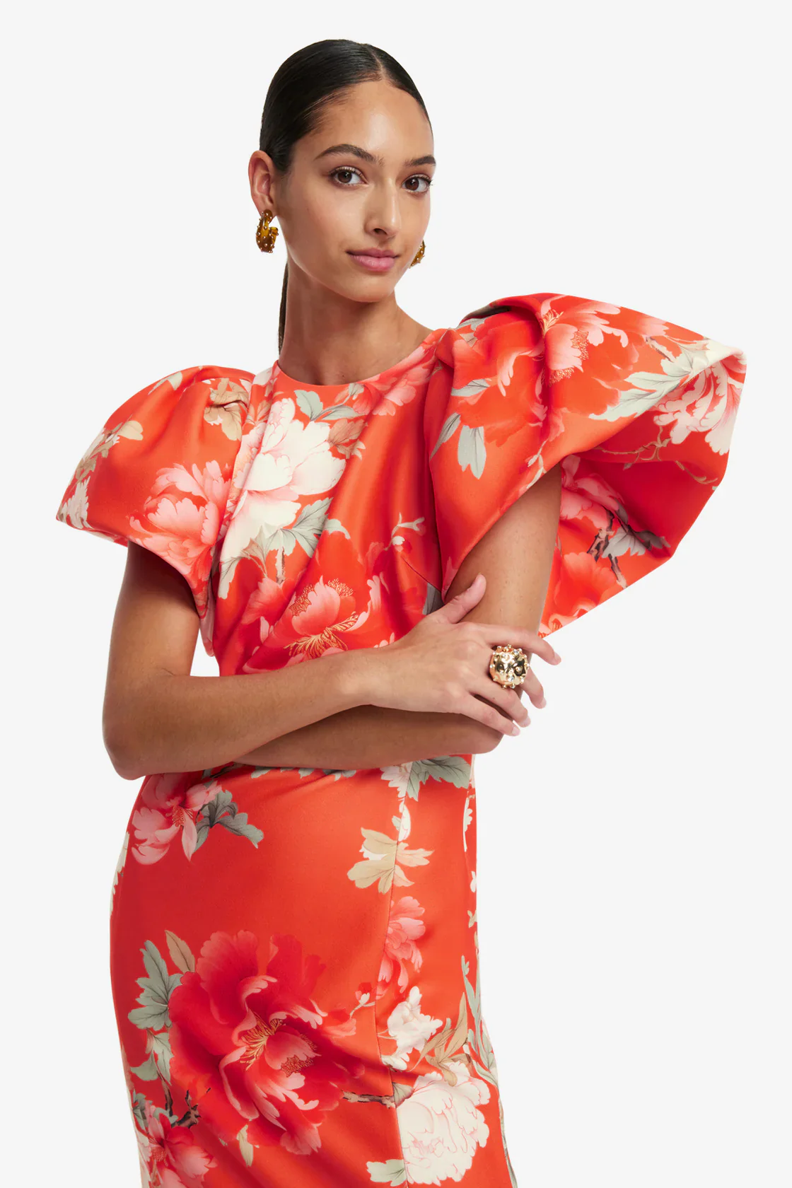 Leo Lin Lucinda Printed Maxi Dress - Saffron Peony Print - Image 4
